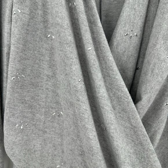 1.State Size Medium Attached Wrap Style Pullover Sweater Gray Embellished Draped - Picture 3 of 5